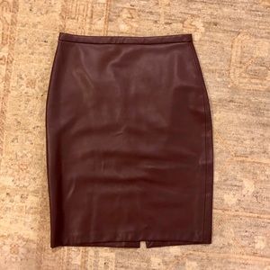 Wine Colored Vegan Leather Pencil Skirt